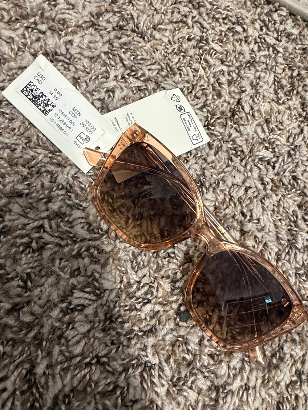 H&M Pink Tinted Square Sunglasses